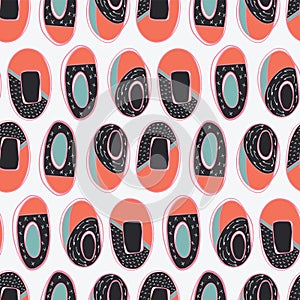 Memphis Style Oval Abstract Seamless Vector Pattern