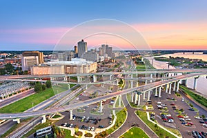 Memphis, Tennessee, USA aerial skyline view with downtown