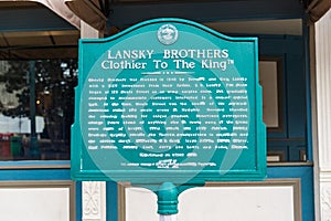 Lansky Brothers, Clothier to the King historical sign in Memphis, TN