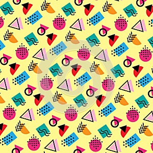 Memphis vector pattern on yellow background