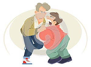 Men argue furiously. Illustration for internet and mobile website