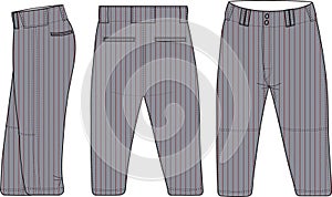 Men Baseball Knee Length Pant Mock Ups Front and Back Vectors