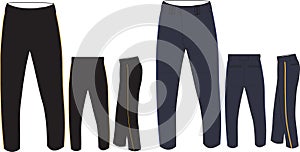 Men Baseball Pant Mock Ups Front and Back Vectors