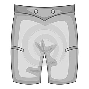 Men beach shorts icon, gray monochrome style