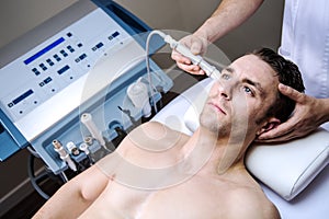 Men in a beauty clinic