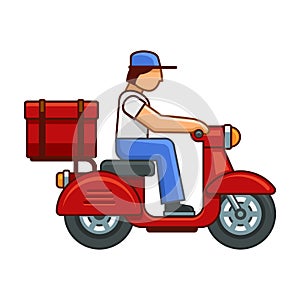 Men on Bike Deliver Package Icon. Vector