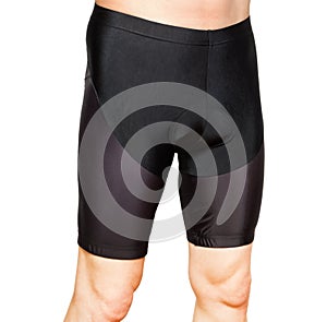 Men in black tight cycling shorts