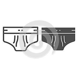 Men briefs line and glyph icon. Men underware vector illustration isolated on white. Underpants outline style design