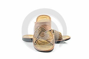 Men brown leather sandals or flip flop shoes.