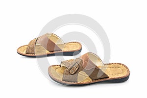 Men brown leather sandals or flip flop shoes.