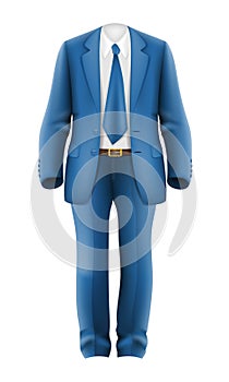 men business suit jacket trousers shirt and tie vector illustration