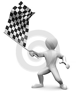 Men with checkered flag