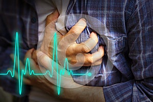 Men with chest pain - heart attack photo