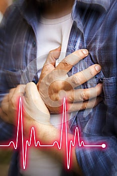Men with chest pain - heart attack photo
