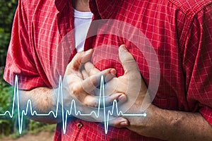 Men with chest pain - heart attack photo