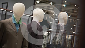 Men clothing in a luxury store(window display view