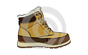 Men colorful winter boots on white background