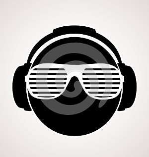 Men dj in headphone. print illustration