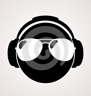 Men dj in headphone. print illustration