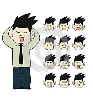Men emotions faces characters