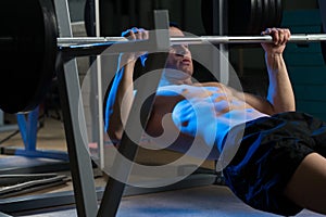 Men Exercising Back On Horizontal Barbell Pull Up