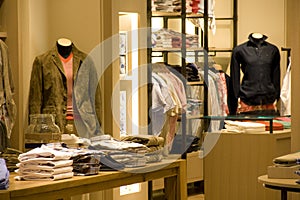 Men clothing fashion store interiors photo