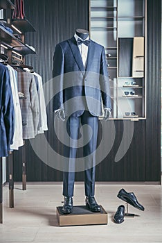 Men fashion suit displaying on mannequin