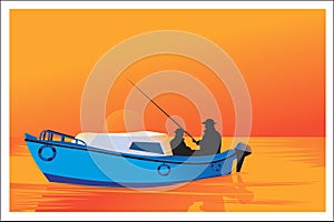 Men fishing with boat