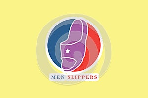 Men Footwear Single Slipper Shoe Sticker design vector. Men fashion object icon concept