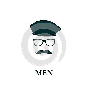 Men french beret and mustache icon
