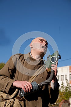 Men with gas mask