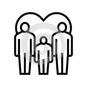 men gay same sex couple adoption line icon vector illustration