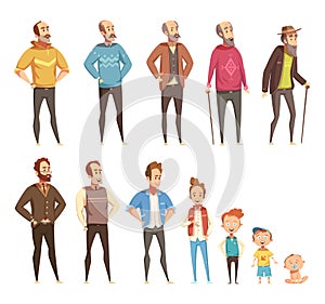 Men Generation Decorative Icons Set