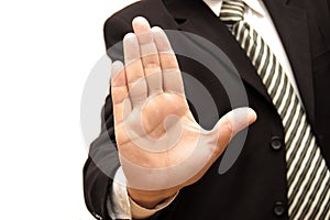 Men hand signaling stop