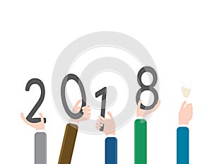 Men hands holding 2018 NEW YEAR numbers