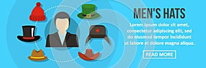 Men hats banner horizontal concept