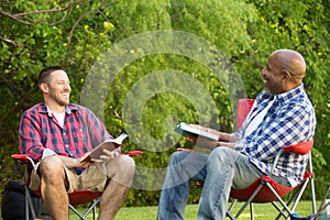 Men having a bible study.