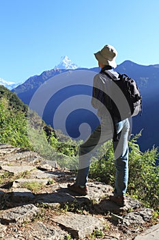 Men Hiker,Himalaya Mountains,Nepal.