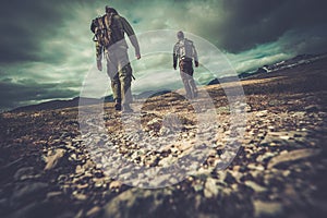 Men hikers in Scandinavia photo