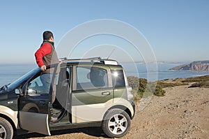 Men with his 4x4 car