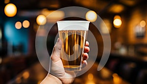 Men holding beer glasses in a pub, enjoying the nightlife generated by AI