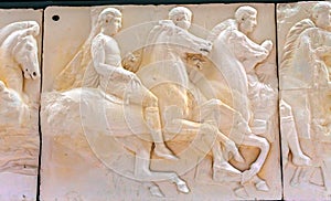 Men Horses Panel Parthenon Acropolis Museum Athens Greece