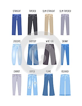 Men jeans male denim pants fit types guideline