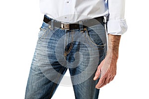 Men in jeans trousers