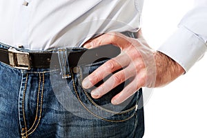 Men in jeans trousers