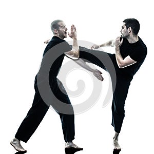 Men krav maga fighters fighting isolated