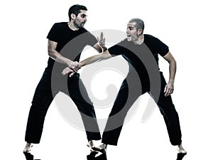 Men krav maga fighters fighting isolated