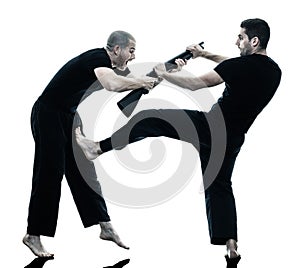 Men krav maga fighters fighting isolated