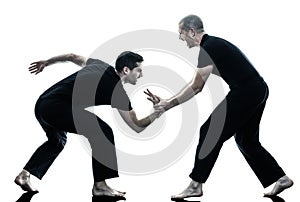 Men krav maga fighters fighting isolated