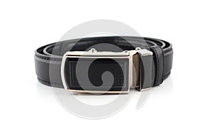 Men leather belt on white